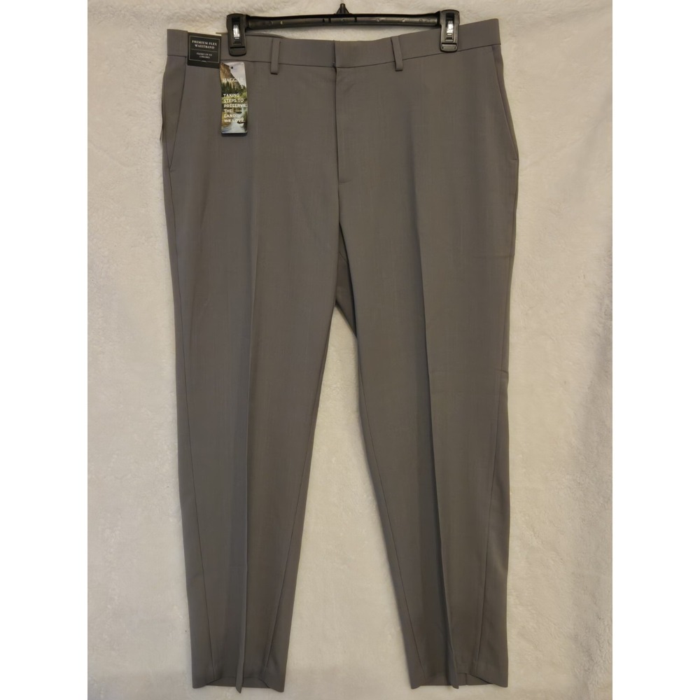 Haggar Mens Gray Dress Pants‎ 40×30 Straight Wrinkle Free Comfort Flex Waistband